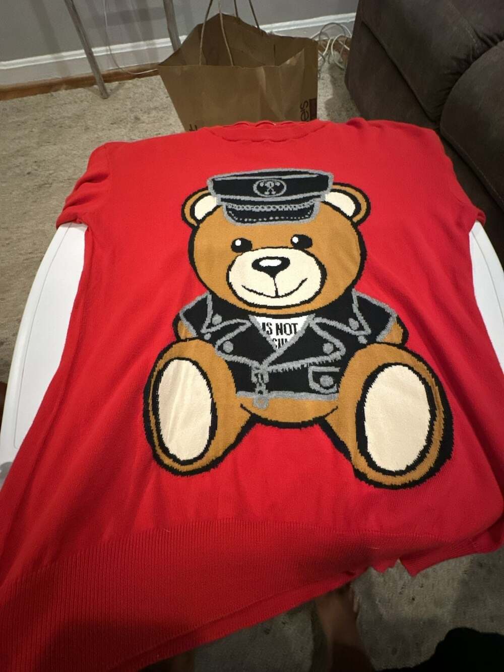 Moschino Biker Teddy Bear Knit Sweater